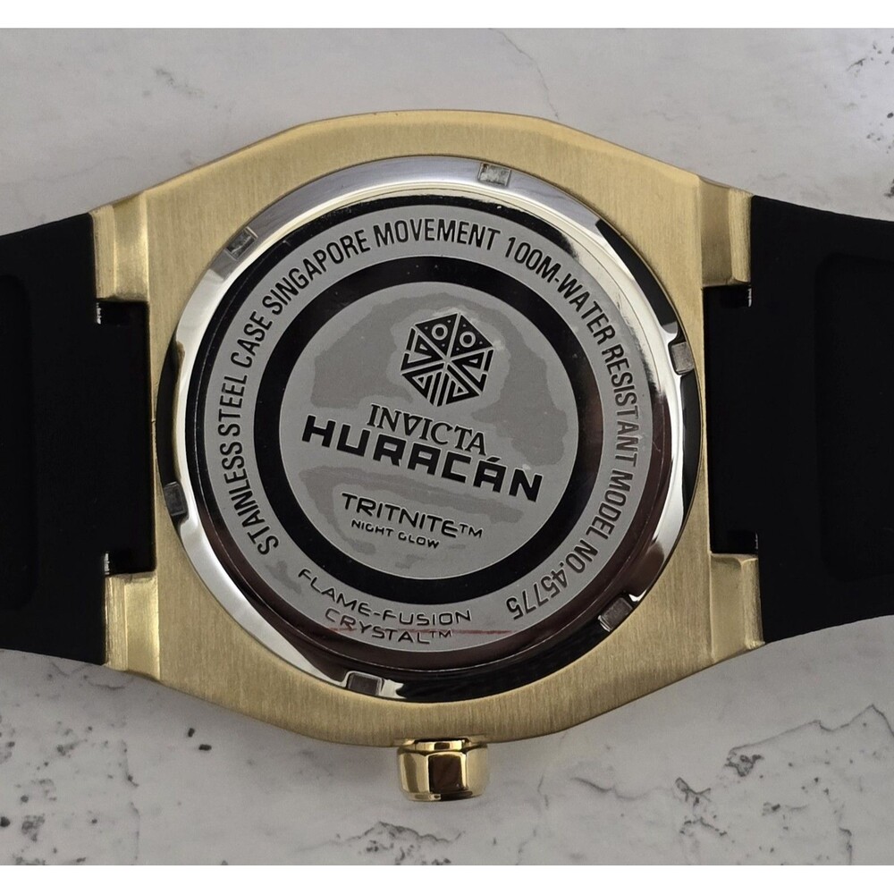Invicta Huracan Men's Watch 48mm Black Strap Gold Case 45775 Brand New - Picture 6 of 6